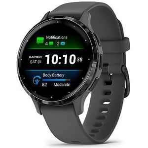 Garmin Venu 3S GPS-smartwatch voor sport en gezondheid, grijs met donkergrijze armband
