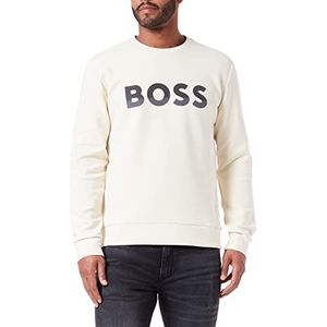 BOSS Heren Salbo 1 sweatshirt, katoenmix met logo Color Block, wit, open, M, wit open.