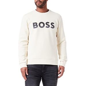 BOSS Heren Salbo 1 sweatshirt, katoenmix met logo Color Block, wit open, L, wit open.