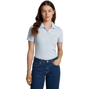 Tommy Hilfiger Polo Slim Script Graphic SS WW0WW43930 S/S pour femme, bleu, XXL, Bleu (Breezy Blue), XXL