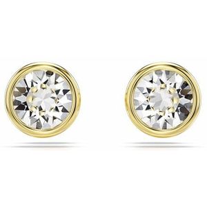 Swarovski Angelic Stud Oorringen, Ronde Cut, Wit, Goud-Tone Plated, Goud metaal, Geen edelsteen