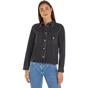 Calvin Klein Jeans Geweven tops voor dames, Denim Black, XS, Denim zwart