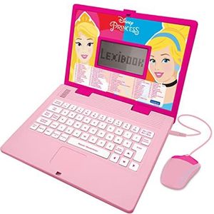 Lexibook JC598DPi3, Mouse Disney Princess tweetalige laptop voor educatieve doeleinden, Engels en Duits, 124 activiteiten, wiskunde, logica, muziek, klok, speelspeelgoed voor meisjes,