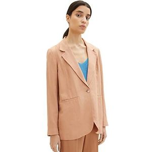 TOM TAILOR Blazer en lin pour femme, 31652 - Muted Hazel Brown, 40