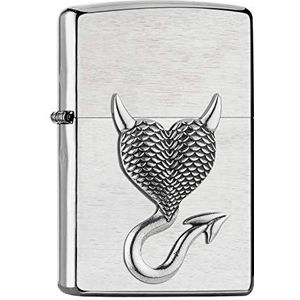 ZIPPO 2007136 – Aansteker stormaansteker Devil Heart Mini EmblemAttached ChromeBrushed navulbare geschenkdoos