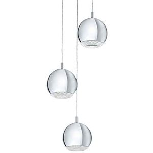 EGLO Conessa ledhanglamp met 3 fittingen, moderne hanglamp van metaal en kunststof, eetkamerlamp in chroom, helder, hangende woonkamerlamp met GU10-fittingen