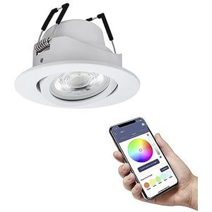 EGLO connect.z Saliceto-Z led-inbouwspot, Ø 88 mm, ZigBee inbouwplafondlamp, app- en spraakbediening, warmwit - koud, RGB, dimbaar, wit