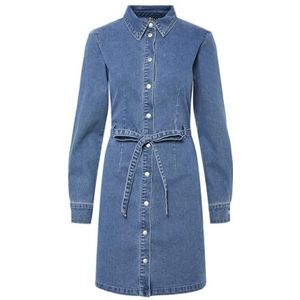 PIECES Pcsilje Ls Denim Dress Pcsilje Ls Denim Jurk voor Dames (1 stuk), Lichtblauwe mix, XS