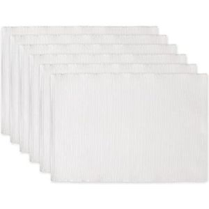 DII Basic Everyday geribbelde placemats, 100% katoen, 33 x 48 cm, wit, 6 stuks