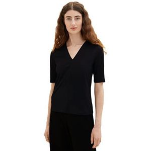 TOM TAILOR 1036800 T-shirt met V-hals voor dames (1 stuk), 14482 - Deep Black.
