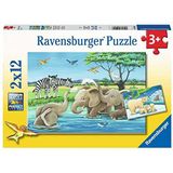 Ravensburger Kinderpuzzel - Dierenkinderen uit de hele wereld (2 x 12 stukjes)