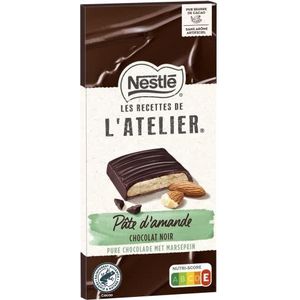 LES RECETTES DE L'ATELIER Nestlé Les Recepten de L'Atelier – reep chocolade zwart met amandelpasta – 142 g