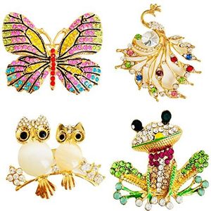 Brocheset voor dames, dieren, broche van kristal, broche met bladparels, vintage-stijl, voor decoratie van kleding