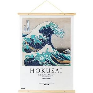 Grupo Erik - Wall Scroll, wanddecoratie van stof 53 x 71 cm - De grote golf van Kanagawa | stoffen poster The Great Wave Off Kanagawa, canvas poster, kaki
