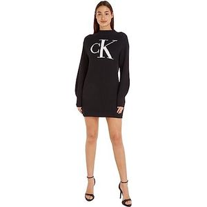 Calvin Klein Jeans Ck Intarsia Losse trui-jurk voor dames, Zwart