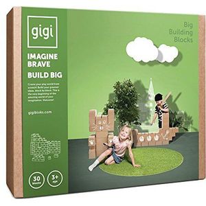 GIGI BLOKS Set van 30 XL bouwstenen, jumbo-blokken voor kinderen met vergrendelingssysteem, grote stapelbare bouwstenen voor echte constructies, robuust en eenvoudig te monteren