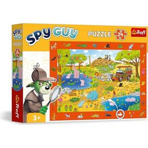 Trefl - Puzzle d’observation Spy Guy : Safari - 24 Pièces - Trouvez tous les Objets du Cadre, Puzzle Coloré Plein de Détails, Développement de Perspicacité pour les Enfants à partir de 3 ans