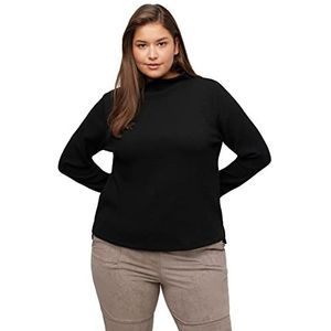 Ulla Popken Sweatshirt, met gestructureerd oppervlak, zwart, normale dames, zwart, Eén maat, SCHWARZ