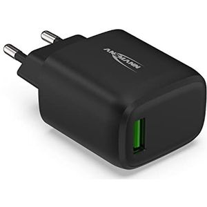 ANSMANN HC118QC 18W smartphone-oplader (1 stuk) – Quick Charge 3.0 snellader – 1-poorts USB-A-adapter ideaal voor smartphone, tablet, GoPro, GPS enz.