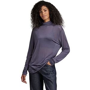 G-STAR RAW Essential Mock Loose T-shirt met lange mouwen voor dames, Paars (Dk Grape 9908-800)