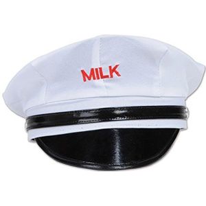 Beistle 60959 Milkman hoed wit/zwart/rood