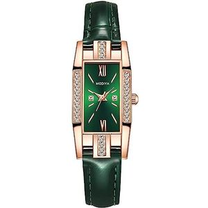 Moderne mode dames kwarts legering horloge diamant wijzerplaat vierhoek waterdicht kinderen kunnen dragen retro groen, vintage groen, vintage groen