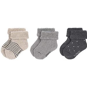 LÄSSIG Baby set van 3 GOTS biologische katoenen sokken grijs, maat: 15-18, grijs.