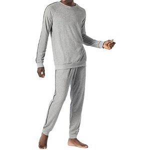 Schiesser Pyjama lang, Pijama-set, heren, grijs gemêleerd, 58, Grijs Chinees