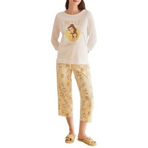 women'secret Pijama 100% Algodón Disney Bella damespyjama (3 stuks), WHISPER WIT