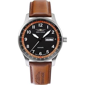 Iron Annie Heren analoog horloge met lederen band 5668-5, bruin/zilver, klassiek, Bruin/Zilver, Klassiek