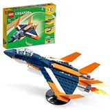 LEGO 31126 Creator 3-in-1 Supersonisch straalvliegtuig, verandert in een helikopter en een boot, bouwspeelgoed voor kinderen vanaf 7 jaar