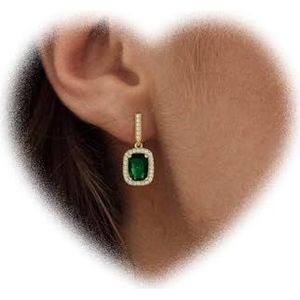 Boheemse oorbellen vierkante smaragd druppel kristal strass oorbellen sprankelende oorbellen sieraden voor vrouwen meisjes geschenken, Lak Gelegeerd staal