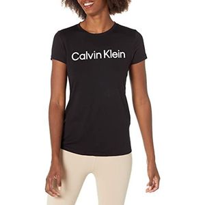 Calvin Klein Calvin Klein T-shirt met korte mouwen en ronde hals en logo voor dames, zwart.