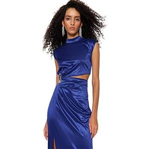 Trendyol Trendyol Dames Shift Fitted Knit Evening Dress Trendyol Avondjurk A-lijn Gebreide avondjurk voor dames, saxo