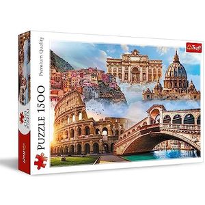 Trefl - Favoriete plekken: Italië-puzzel 1500 stukjes-puzzel met Italiaanse monumenten, collage voor reisliefhebbers, doe-het-zelf, klassieke puzzel voor volwassenen en kinderen vanaf 12 jaar.