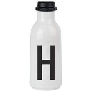 Design Letters Gepersonaliseerde drinkfles, wit (H), BPA-vrij, 500 ml, Tritan waterfles in Scandinavisch design, lekvrij, vaatwasmachinebestendig, verkrijgbaar door A-Z