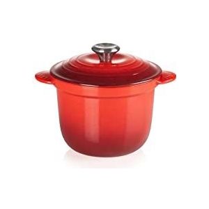 Le Creuset Stoofpan van geëmailleerd gietijzer, met deksel, binnenkant van aardewerk, 18 cm, 2 liter, kers