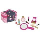 Janod - Vanity P'tite Miss - 9 accessoires van massief hout inbegrepen - speelgoed voor schoonheid en make-up, J06514, roze