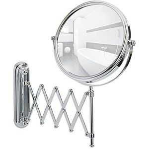 Cosmetische wandspiegel Deluxe Telescoop - in hoogte verstelbaar, draaibaar, chroom, spiegel Ø 20 cm, 23 x 38 x 50 cm