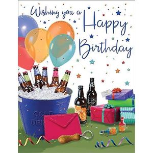 Piccadilly Greetings Regal Publishing verjaardagskaart voor heren, 20,3 x 15,2 cm, grijs/blauw