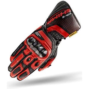SHIMA STR-2 motorhandschoenen voor heren – touchscreen-handschoenen voor zomer, sport en leer met afdichtingsbescherming van carbon, geleiderails en vingers, versterkte handpalm (rood, 3XL)