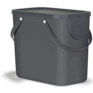 Rotho Albula Afvalscheidingssysteem, 25 liter, voor de keuken, kunststof (PP), BPA-vrij, antraciet, 25 l (40,0 x 23,5 x 34,0 cm)