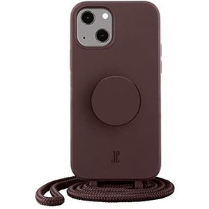 PopSockets Handyhülle Je PopGrip Case für iPhone 14-6.1'' Truffle, kabelloses Laden, längenverstellbare Kordel