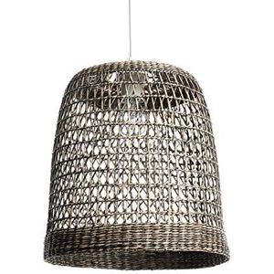 LUSSIOL Bogota hanglamp kroonluchter in bohemian-look, natuur, hygge - natuurlijke gevlochten rotan hanglamp, witte kabel, E27 fitting, Ø 30 cm - mogelijkheid ledlamp -