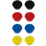 Westcott E-10807 00 zelfklevende magneten rond 15 mm met 2 x zwart, rood, blauw, geel