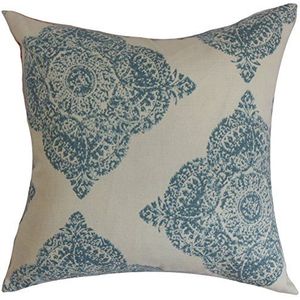 The Pillow Collection Daganya Damask kussenhoes, katoen, 2565 x 2565 x 894 cm, turquoise