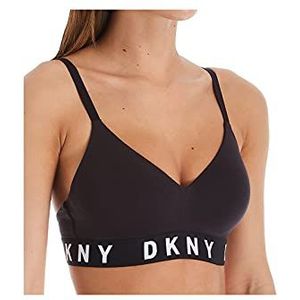 DKNY Cozy Boyfriend push-up-beha zonder beugel, push-up-beha voor dames, Zwart/Wit