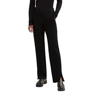 TOM TAILOR Dames stoffen broek met split, 14482 - Deep Black, 32W / 32L, 14482, Deep Black