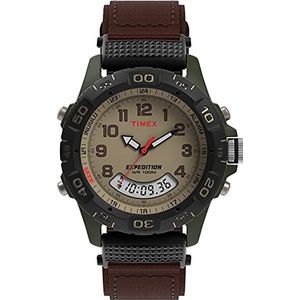 Timex Heren Chronograaf Kwartshorloge Met Nylon Armband, Bruin T45181