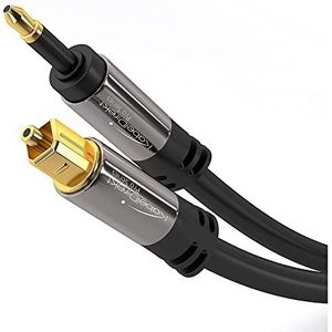 KabelDirekt - Mini-TOSLINK optische audiokabel met signaalbeveiliging - 7,5m (Mini-TOSLINK naar TOSLINK, digitale S/PDIF/optische kabel voor soundbar, stereo/versterkersystemen, hifi)